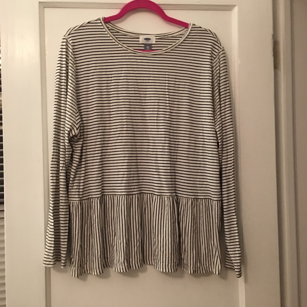 Black and white stripe peplum top